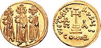 Byzantine Emperors Heraclius I (575-641), Constantine III (612-41) and Heraclonas (626-41)